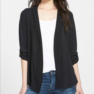 Splendid Open Front Jersey Cardigan, Black, XS